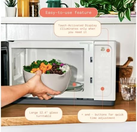 Beautiful 1.1 Cu Ft Sensor Microwave Oven, 1000W, 15 Presets, Touch Display (Beautiful White)