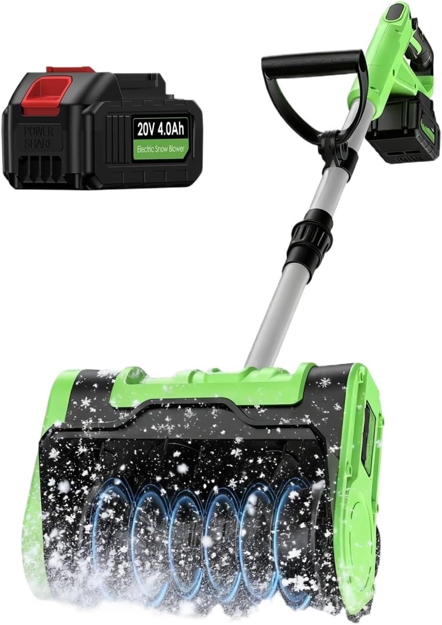 Lightweight and Portable Cordless Snow Shovel, Battery-Powered Snow Blower for Driveways, Steps, and Sidewalks