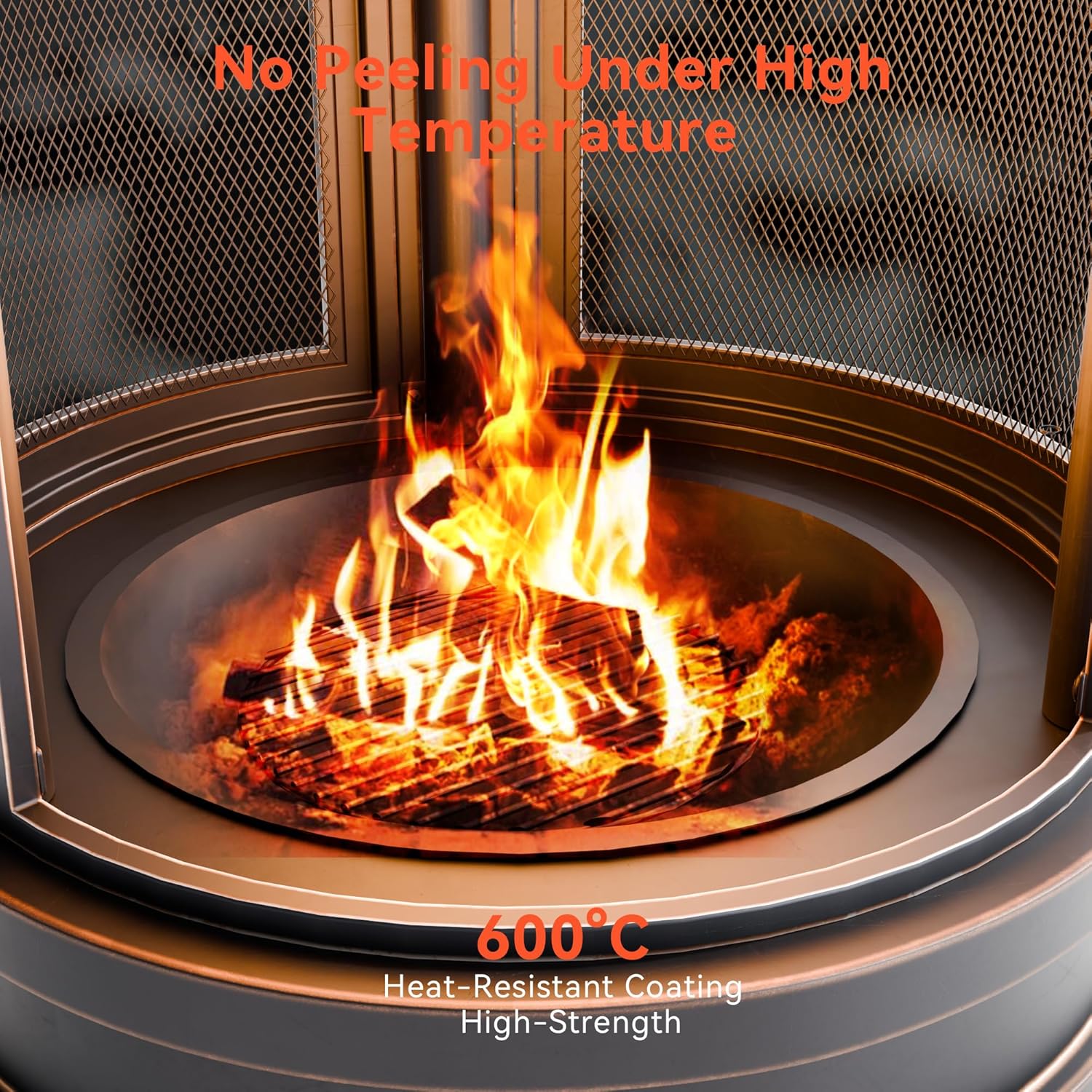 Metal Outdoor Fire Pit for Outside Wood Burning，24 Inch Chiminea Outdoor Fireplace with Adjustable Grill Tray, Spark Screen Door & Fire Poker, for Patio, Garden, Backyard