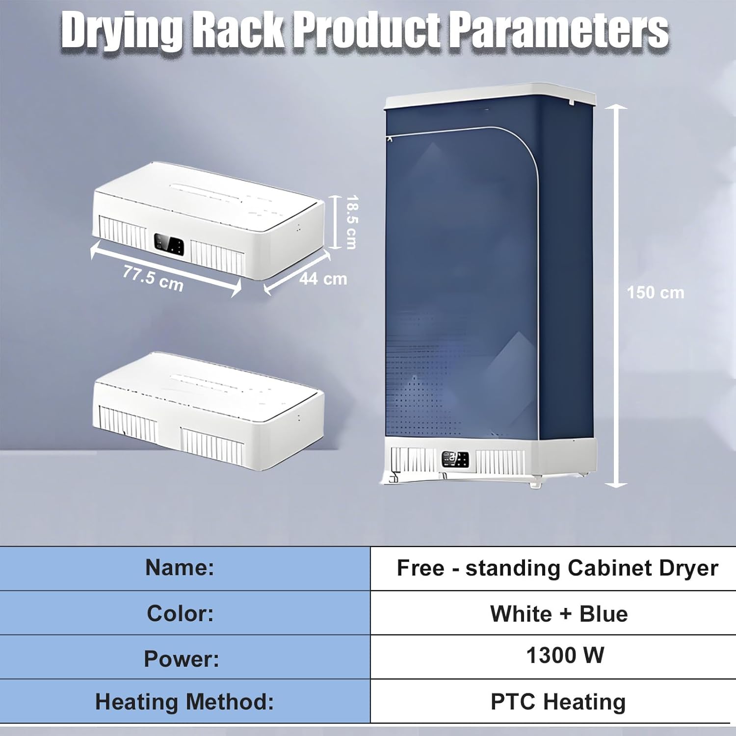 Energy Saving Travel Clothes Dryer Large Capacity With Touch Control, Perfect For Dorms Small Spaces, 1300w Foldable Garment Dryer, 3D Hot Air Circulation 65°C Gentle Drying