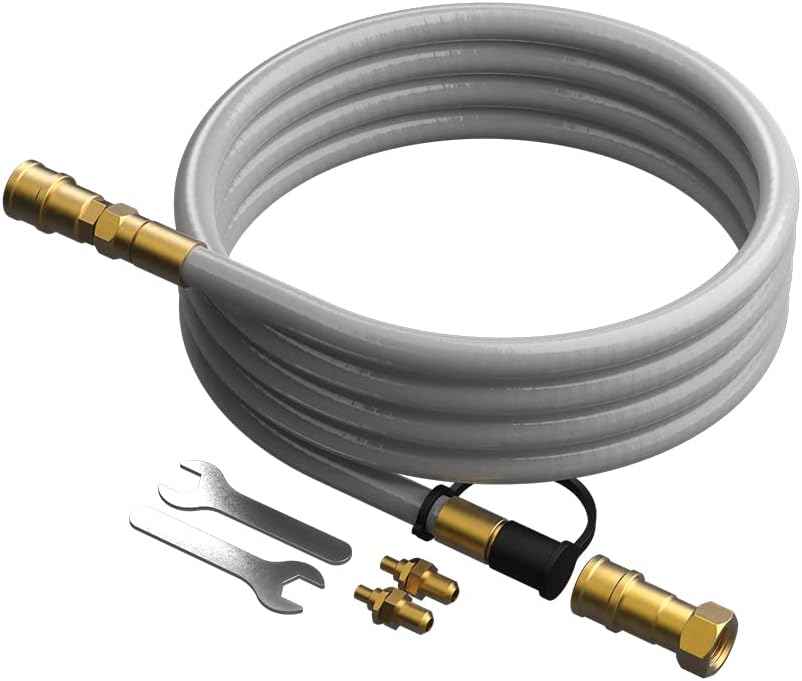 HALO Elite Griddle Natural Gas Conversion Kit (Compatible with 1B, 2B, 3B, 4B Models) | Wrenches, Hose Assembly | 10ft Solid Rubber Hose & Brass Construction | HZ-3001-B