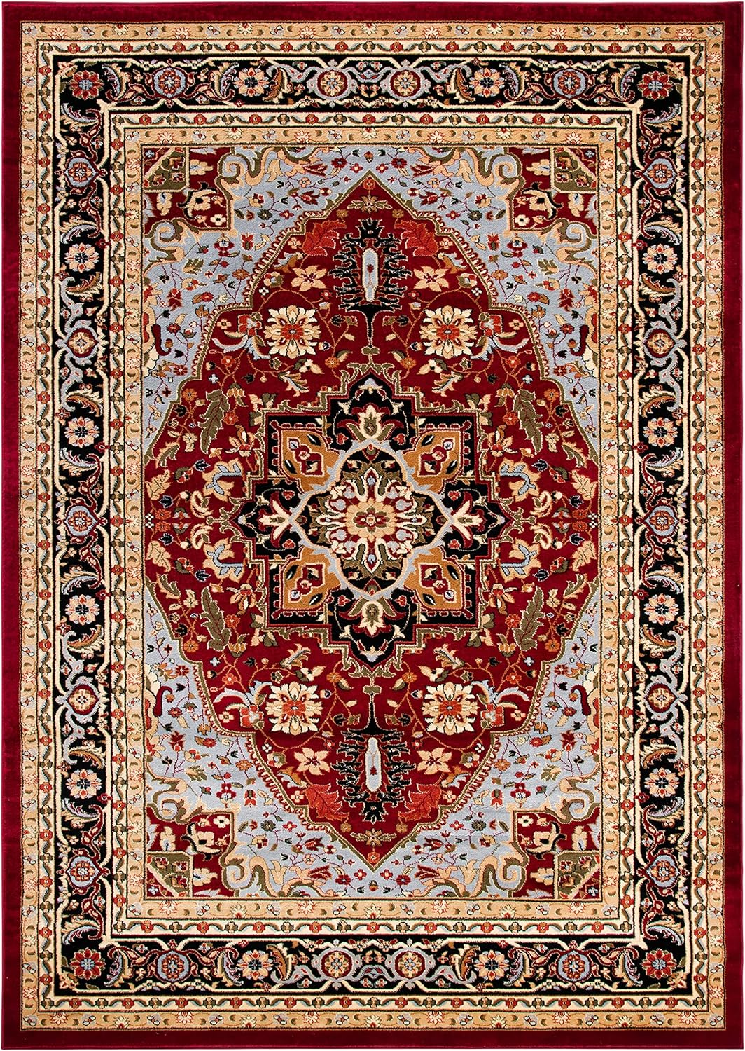 SAFAVIEH Lyndhurst Collection Area Rug - 10' x 14', Red & Black, Traditional Oriental Design, Non-Shedding & Easy Care, Ideal for High Traffic Areas in Living Room, Bedroom (LNH330B)