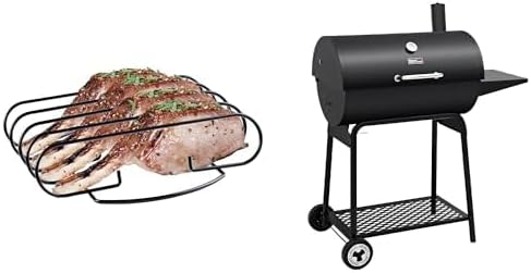 Royal Gourmet KL1106 4-Rib Rack Bundle with CC1830 30-Inch Barrel Charcoal Grill (627 Sq. in. Cooking Space)