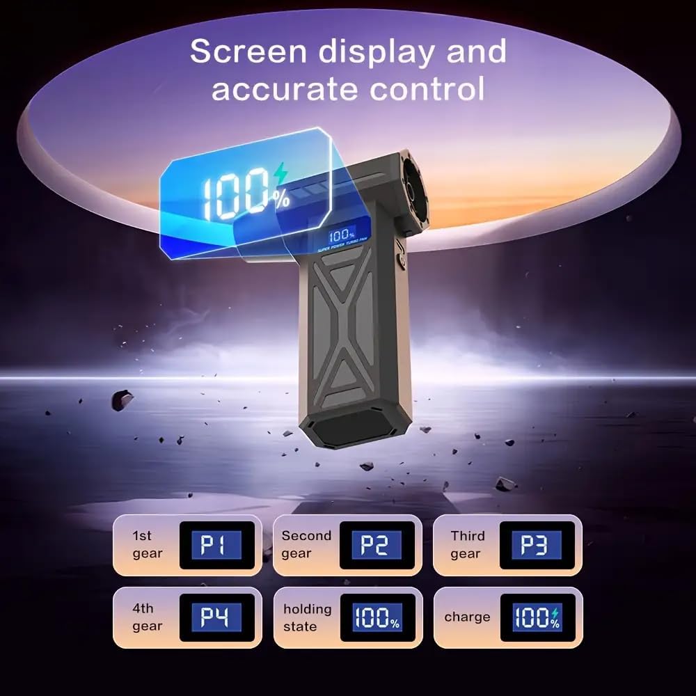 Portable Handheld Vacuum Cleaner, 110,000 RPM, 4 Speed Settings, LED Display, 4000mah Battery, 5 air nozzles, Used for car, Computer, Keyboard Cleaning