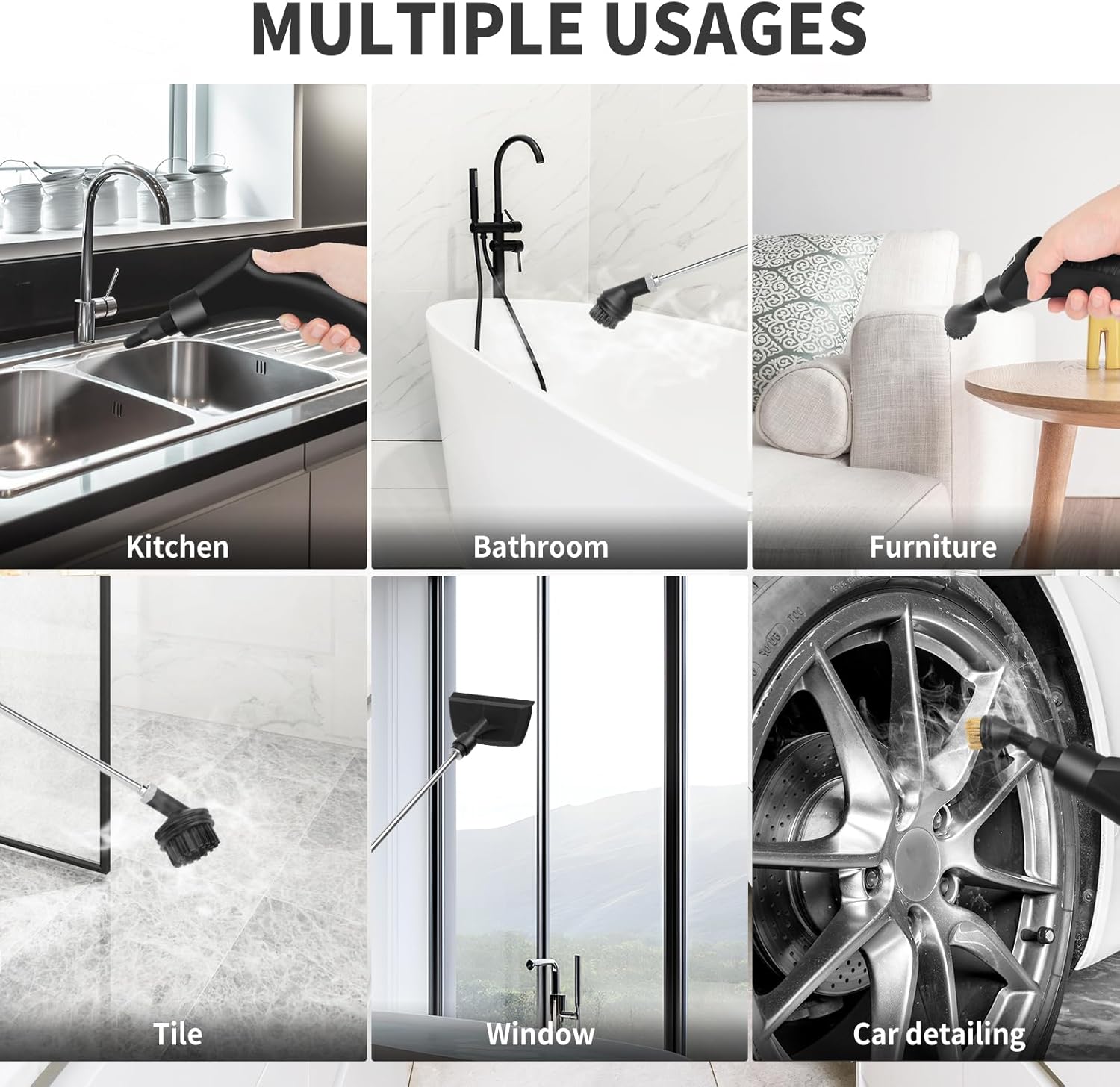 Steam Cleaner, 6-gears Adjustable, 15s Heat-Up, 1.29 Quarts Tank, Portable Steamer for Cleaning with 26 pcs Accessories, Steam Cleaner for Home,Dirt, Grease, Grout, Tile,Floor,Couch and Car