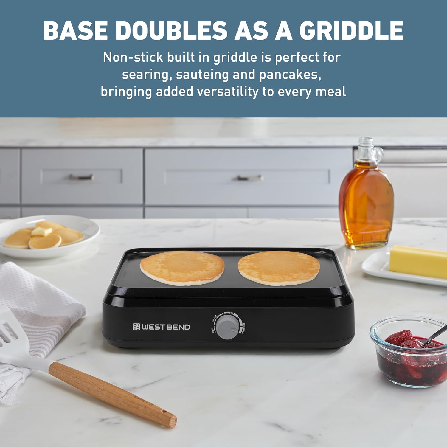 West Bend Versatility Slow Cooker Large Capacity Non-stick Cooking Vessel & Variable Temperature Heating Base Includes Travel Lid and Storage Bag, Range and Oven-Safe Cooking Pot, 5-Quart, Silver