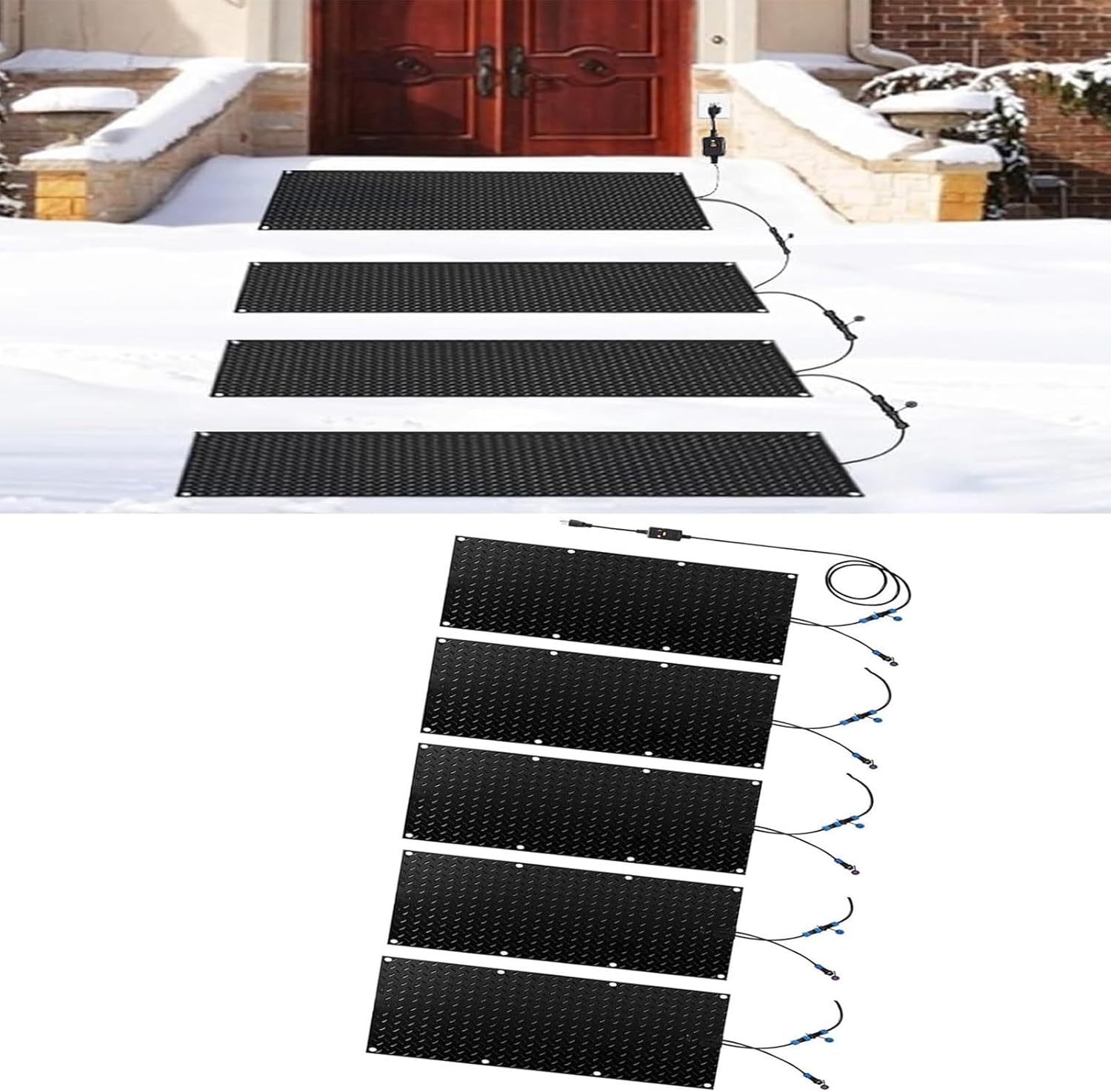 Snow Melting Mat for Stairs - Slip-Proof Outdoor Mats with Power Cord for Winter(30x120cmx5Pcs)