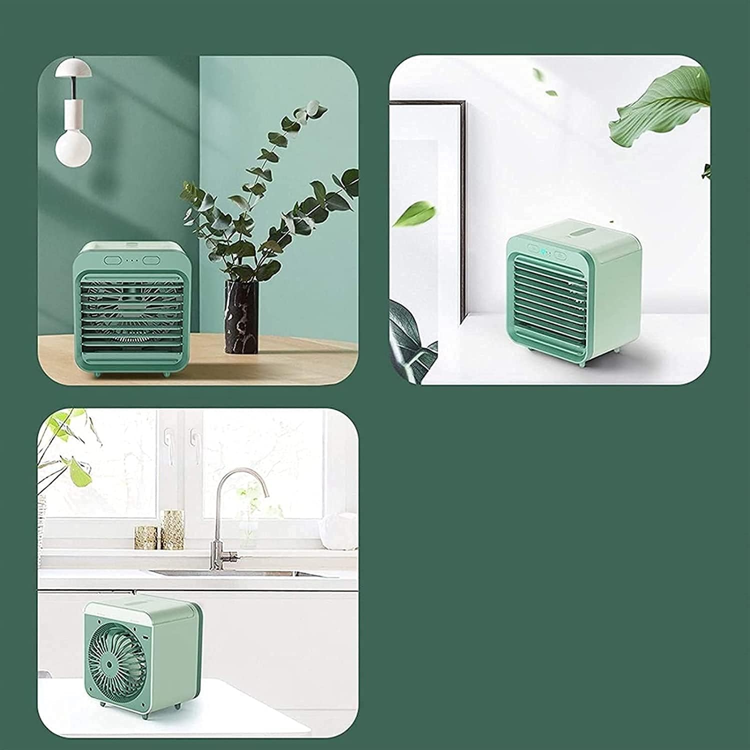 Portable Conditioner Small Personal Evaporative Air Cooler and Humidifier Fan Mini AC (Green)