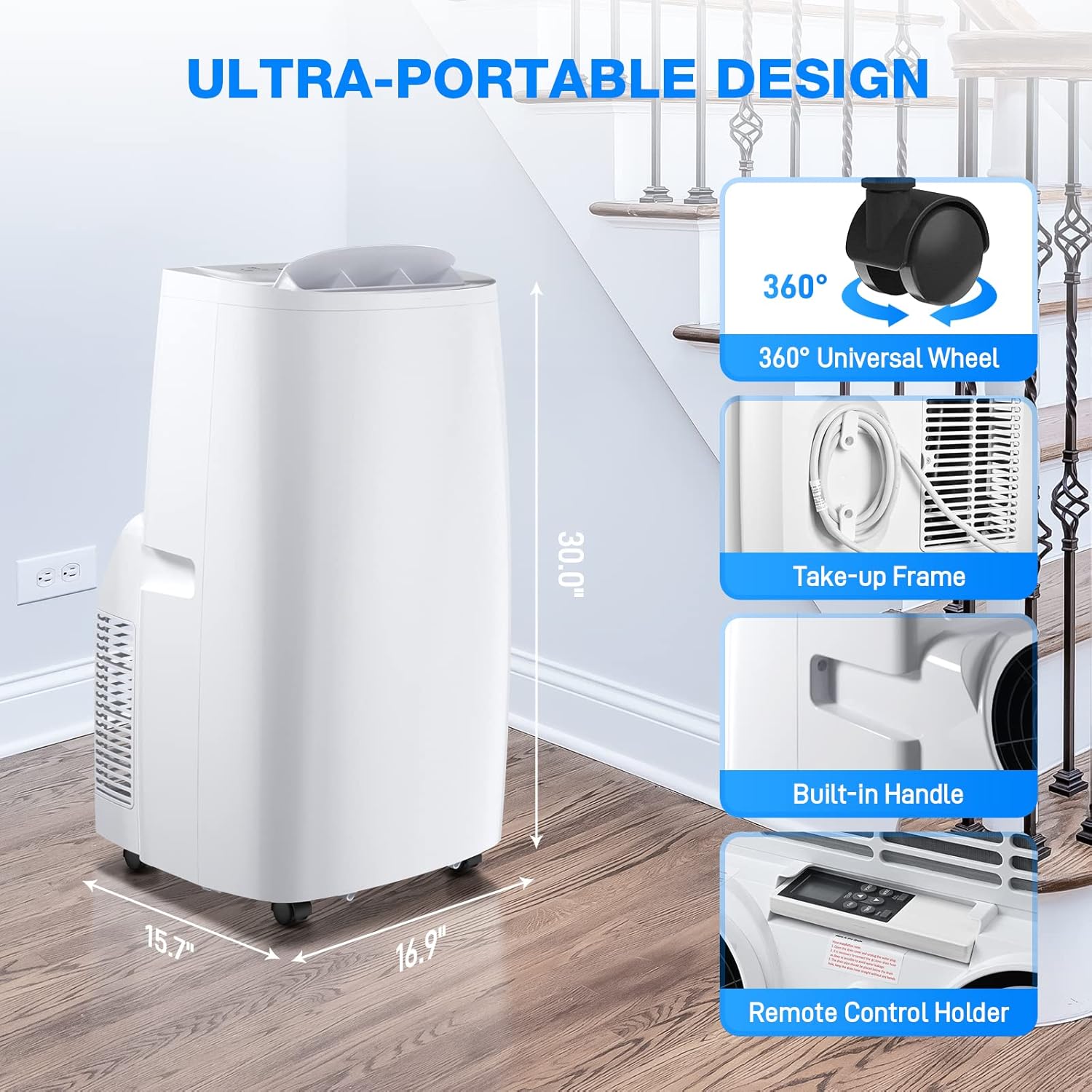 Air Choice Portable Air Conditioner, 14000 BTU Air Conditioner Portable for Room Up to 700 Sq.Ft, Auto Swing, 24H Timer, Remote Control, Window Kit
