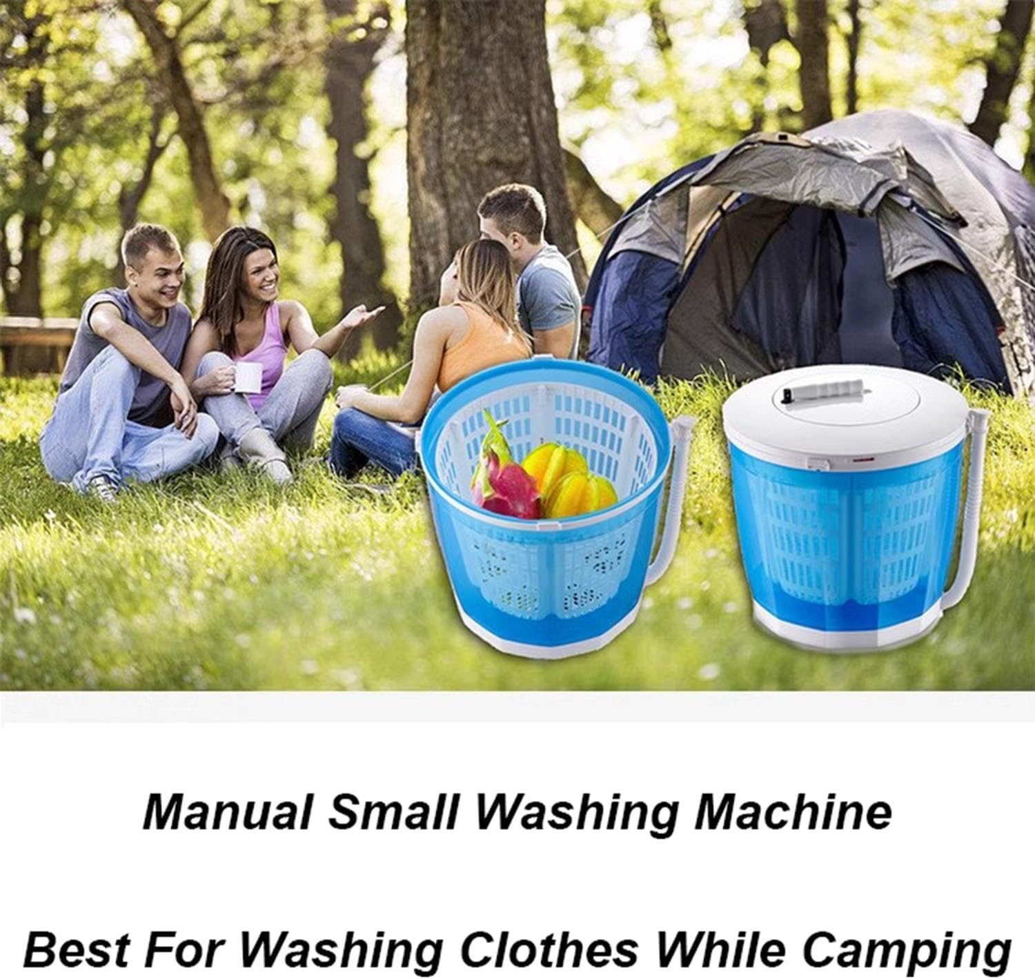 Camping Washing Machine Non Electric, Portable Washing Machine, Mini Washer for Underwear, Baby Clothe, Apartment, RV, Travel, Camping