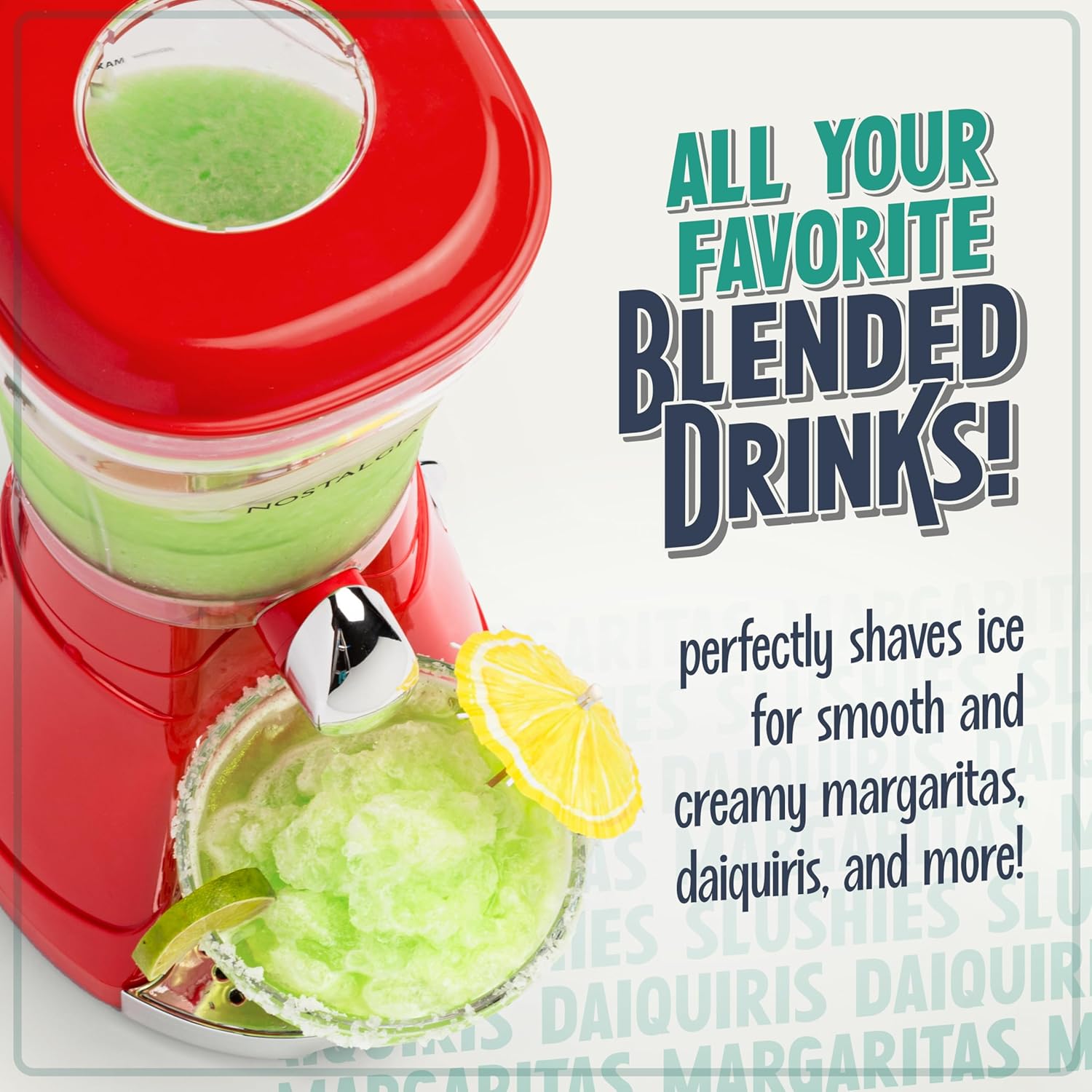 Nostalgia Margarita Machine - Blender for Smoothies, Margaritas, Daiquiris, and Slushies - Red - 64-Ounce
