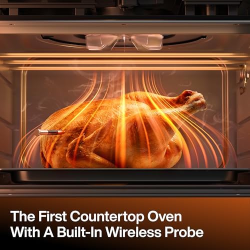 Typhur Sync Oven with Smart Wireless Meat Thermometer Probe, 12‑in‑1 Countertop Air Fryer Toaster Oven Combo, 360° Turbo Convection, Dehydrator, Recipes & 5 Accessories, Large 27QT, Stainless Steel