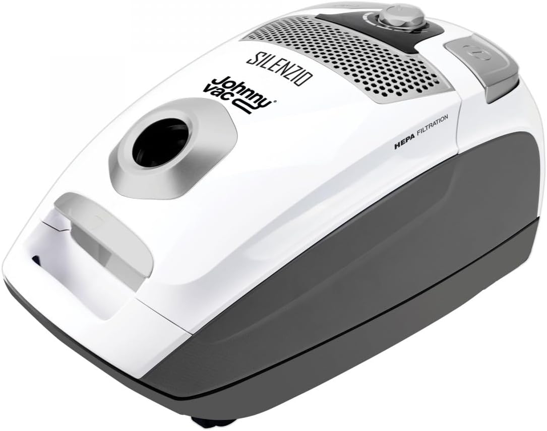 Johnny Vac Canister Vacuum Silenzio - HEPA Filtration - HEPA Bag - Wessel-Werk Turbo Air Nozzle - Telescopic Handle - Set of Brushes