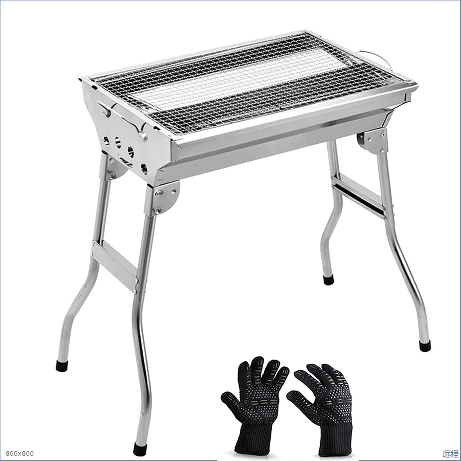 BBQ Grill Outdoor Outdoor Indoor Barbecue Charcoal Grill Stainless Steel Outdoor s Portable Charcoal Outdoor Folding Rack Household Cooking Picnic Barbecue Camping Tools (A A)