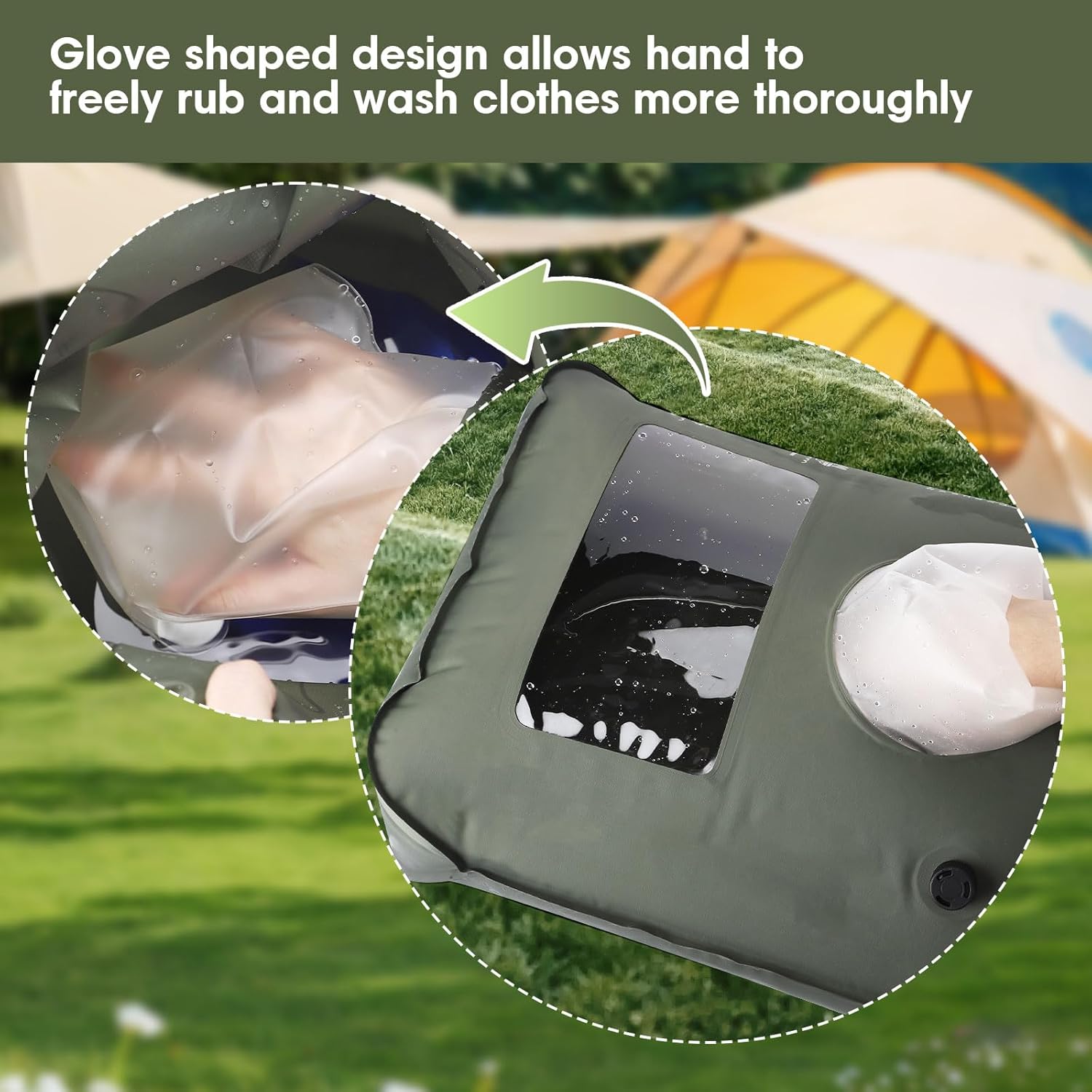 Portable Washing Machine for Camping RVing Travel Laundry Solution Washbag Kid Clothes Manual Washer Camp Dry Bags Self-sufficient Hand Wash Bag Backpacking Traveller RV Adventures Essential