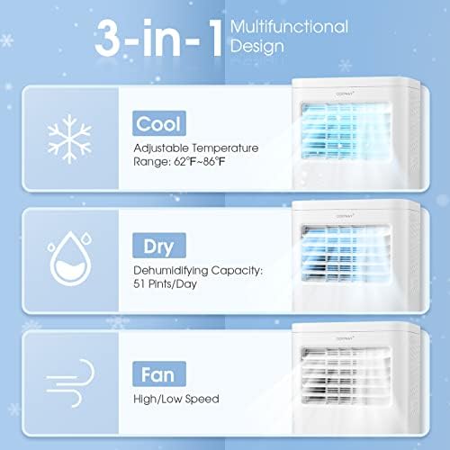 COSTWAY Portable Air Conditioner, 8000 BTU 3-in-1 Personal AC Unit with Built-in Dehumidifier, Fan Mode, Sleep Mode, 24H Timer, Remote Control, Cools up to 250 Sq. Ft for Bedroom