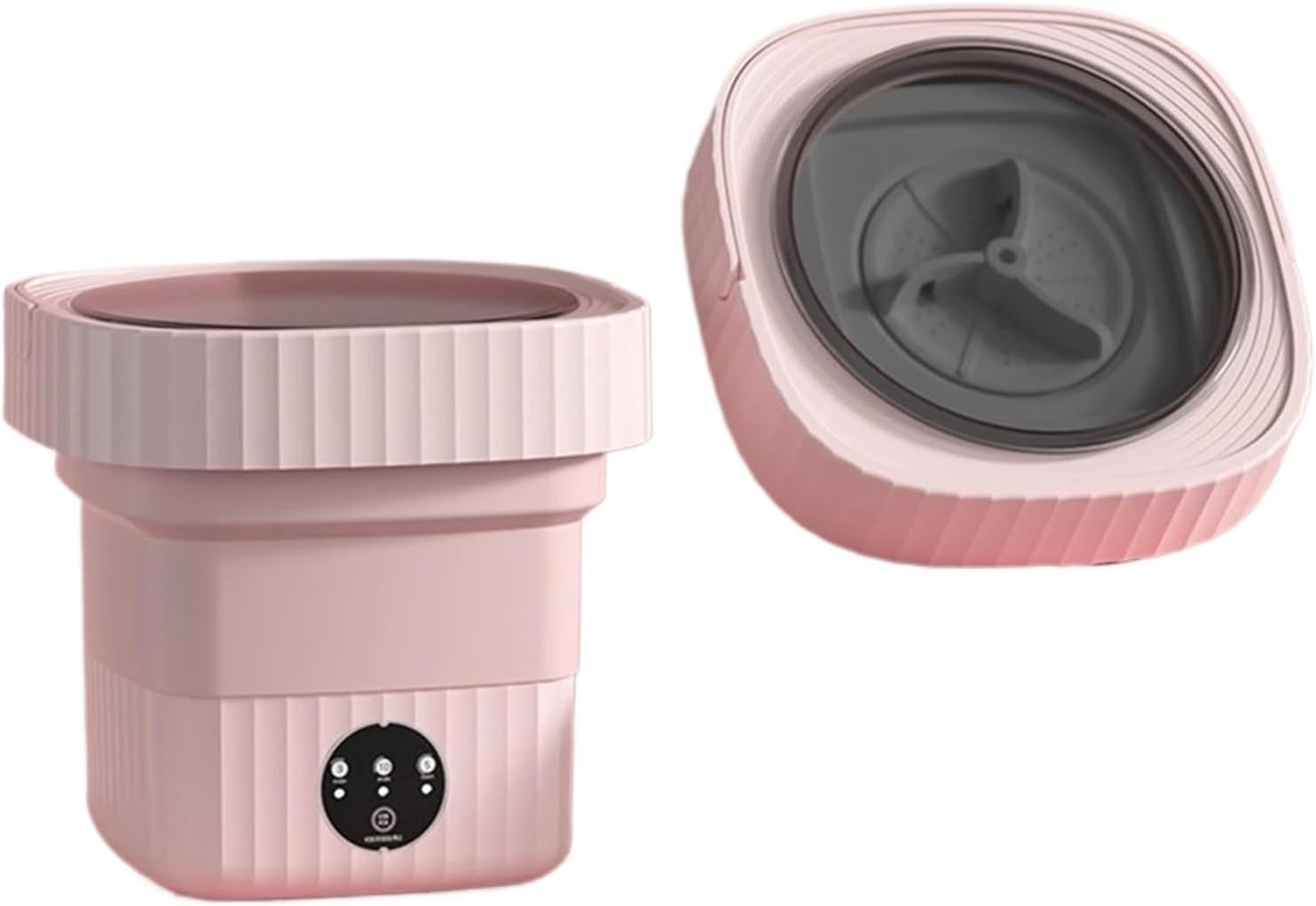 Compact Laundry. 6L Folding Portable Washing Machine Big Capacity With Spin Dryer Bucket For Clothes Travel Home Underwear Socks Mini Washer .Portable(Pink)