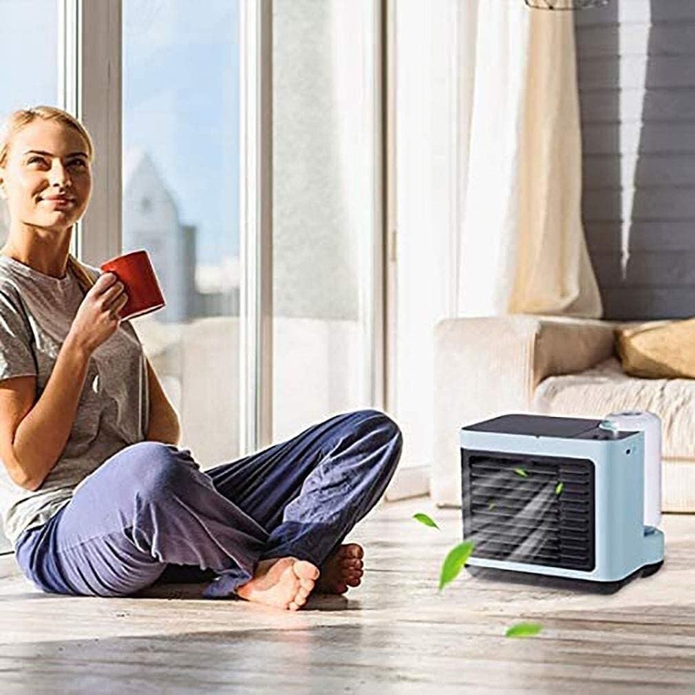 Portable Evaporative Air Cooler & Humidifier, Silent Electric Fan, 3-Speed Air Conditioner for Home & Office, Mobile Cooling, White