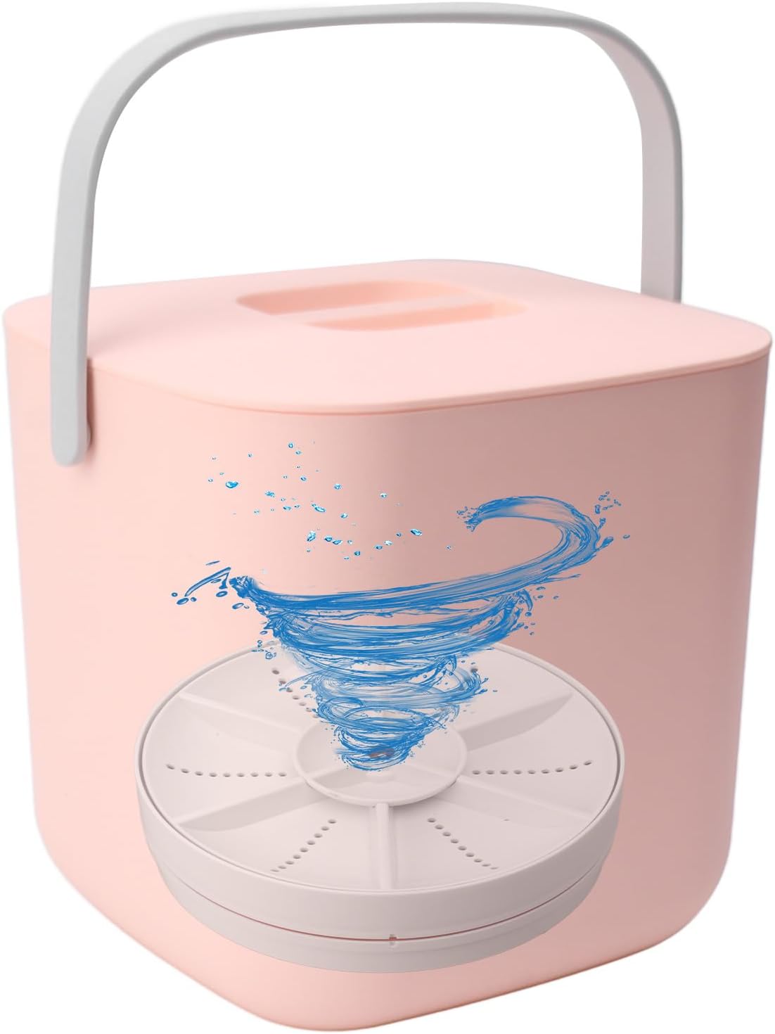 Portable Mini Dishwasher, 21 X 21 X 20CM 360° Deep Clean, Artificial Vortex and Sound Countertop Dishwasher for Dishware Fruit Vegetable (rose)