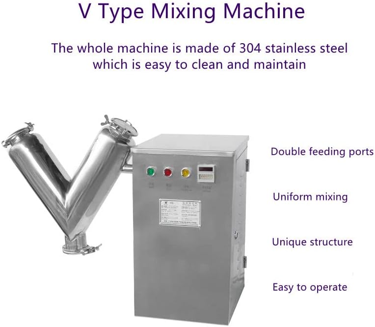 V Blender Dry Powder Mixer Blending Machine, Adjustable Mixing Speed V Type Blending Machine,For Seed Tea Herbal Forage,SS304