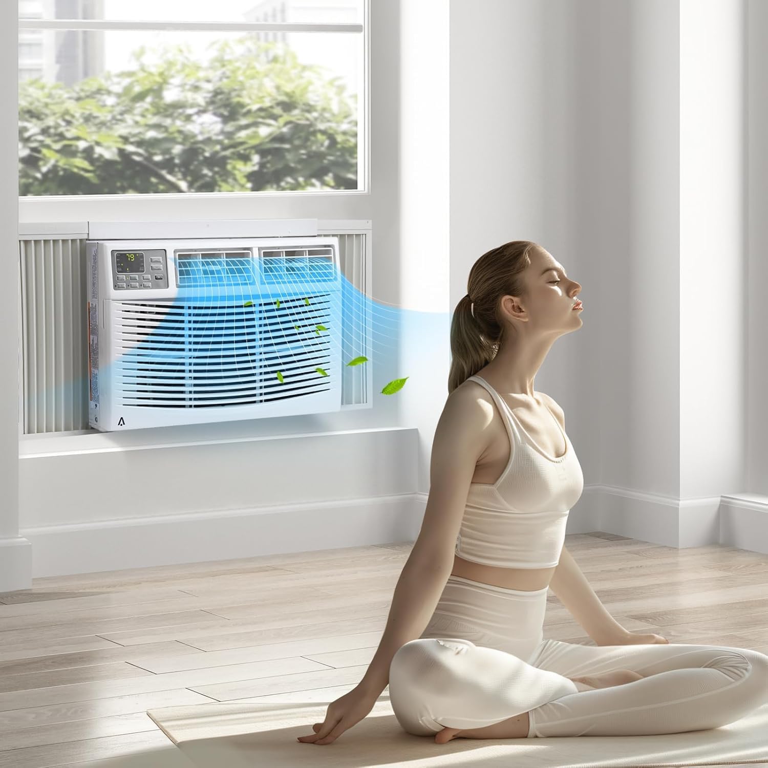 12000 BTU Window Air Conditioner With Remote Control,Window AC Cools Up to 550 Sq.Ft, Ultra Quiet Window Air Conditioner With WIFI, Dehumidifier & Energy Saving & Easy Installation, White