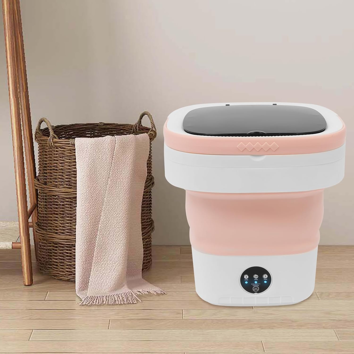 Portable Washing Machine, Mini Washer, 12l/12.68qt Large Capacity Foldable Washer, Deep Cleaning Of Underwear, Baby Clothes And Other Small Clothes For Apartments, Dormitories, Hotels (Pink)