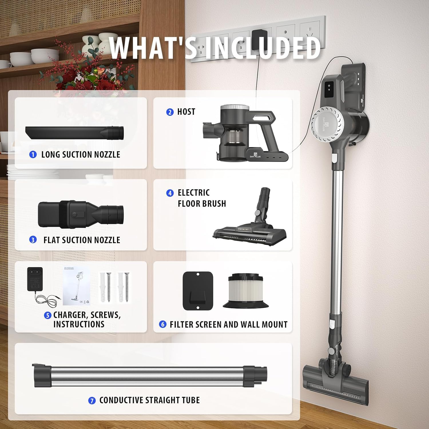 Handheld Vacuum Clean,Upright Vacuum Cleaner Cordless Vacuum Cleaner 2 Suction Modes Max 15Kpa Powerful Lightweight Stick Vacuum Cleaner 20-40Mins Runtime, 180°Flexible LED Brush, for Hard Floor, Carp