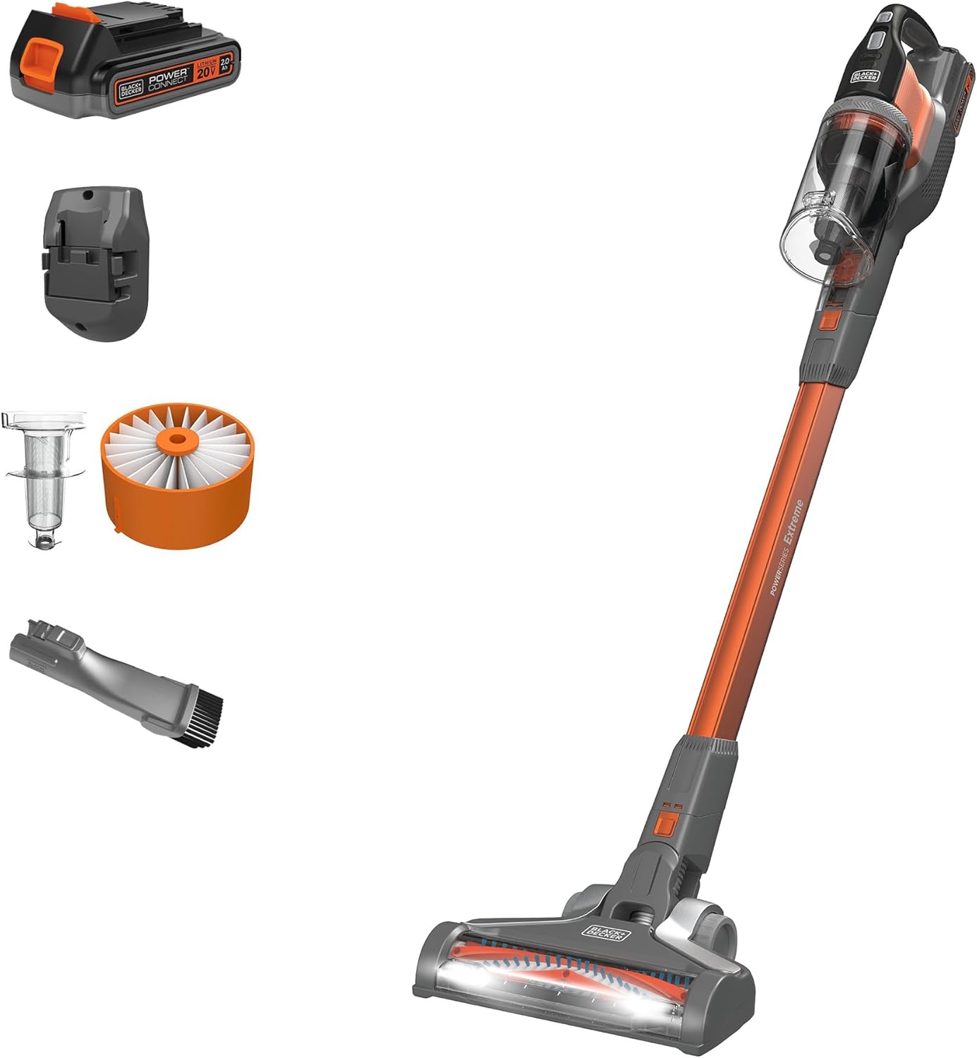BLACK+DECKER POWERSERIES Extreme Cordless Stick Vacuum Cleaner with Removable 20V MAX Battery and Vacuum Accessories (BSV2020)