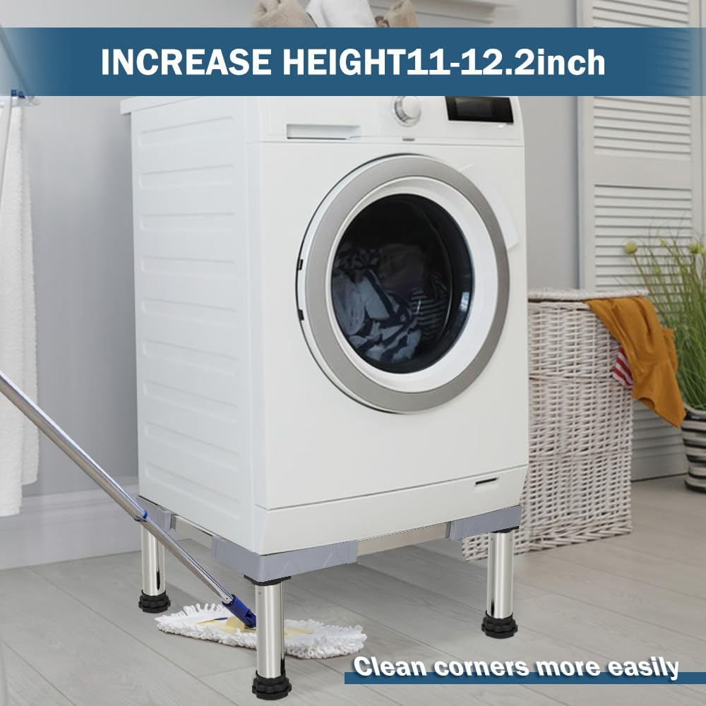 Kokorona Washing Machine Stand Mini Fridge Stand with 4 Strong Feet (11-12.2in High), Adjustable Refrigerator Base Multi-Functional Washer Dryer Pedestals, Max Load 330lbs