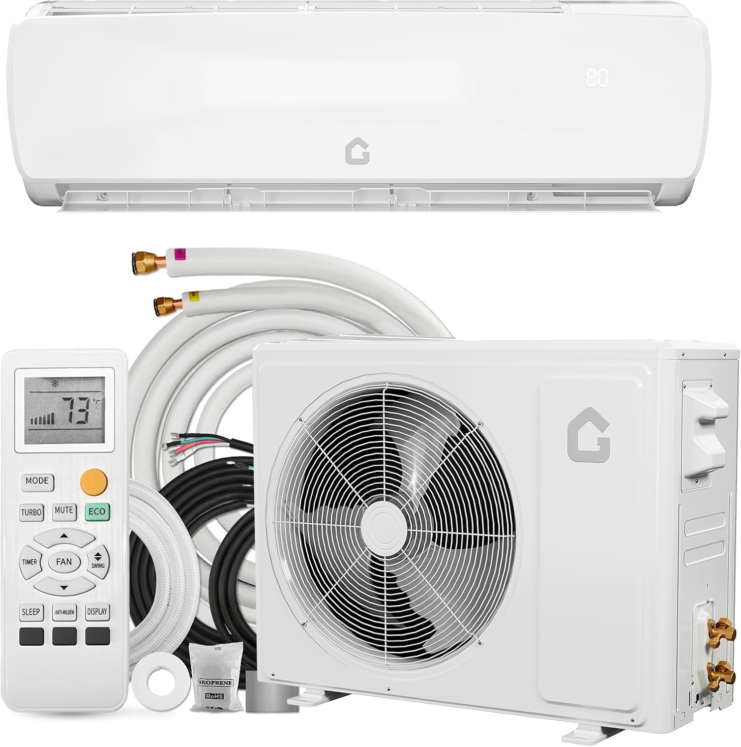 Garvee 9000 BTU Mini Split Air Conditioner Heat Pump System, 19 SEER2 Inverter Mini Split AC/Heating System, Ductless Wall Mount AC Unit Cool Up to 450 Sq. Ft, Installation Kits, 230V