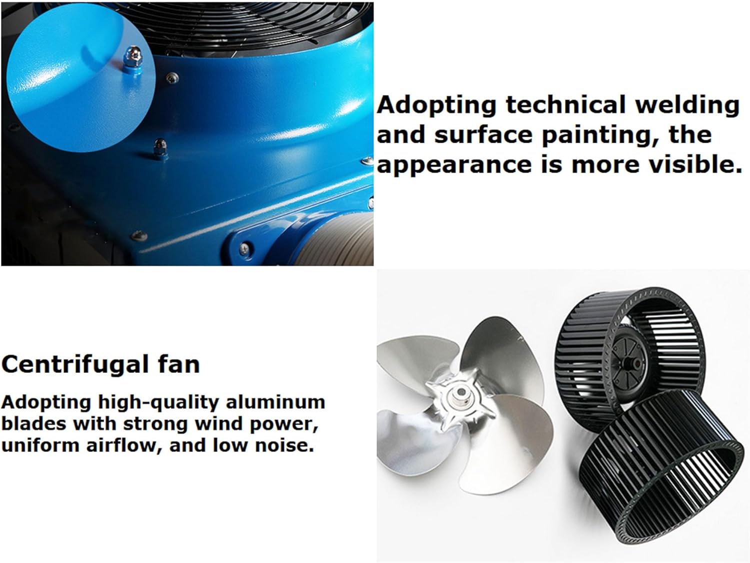 220V Industrial Air Conditioner Outdoor Air Conditioning Fan Equipment Three Tube 910m³/h Blue