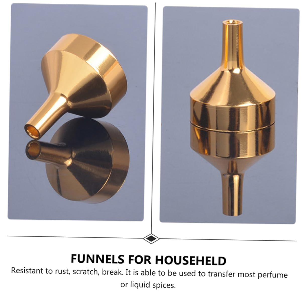 OUNONA 5pcs Mini Metal Funnels for Transferring Essential Oils and Perfumes Pouring Tools for Household and Kitchen Use