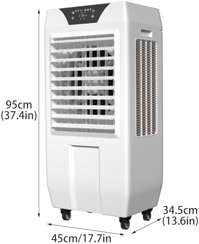 Portable Swamp Coolers, Evaporative Air Cooler with 3-Speed and Ice Crystals, Portable Air Conditioner for Patio Garage Commercial Use