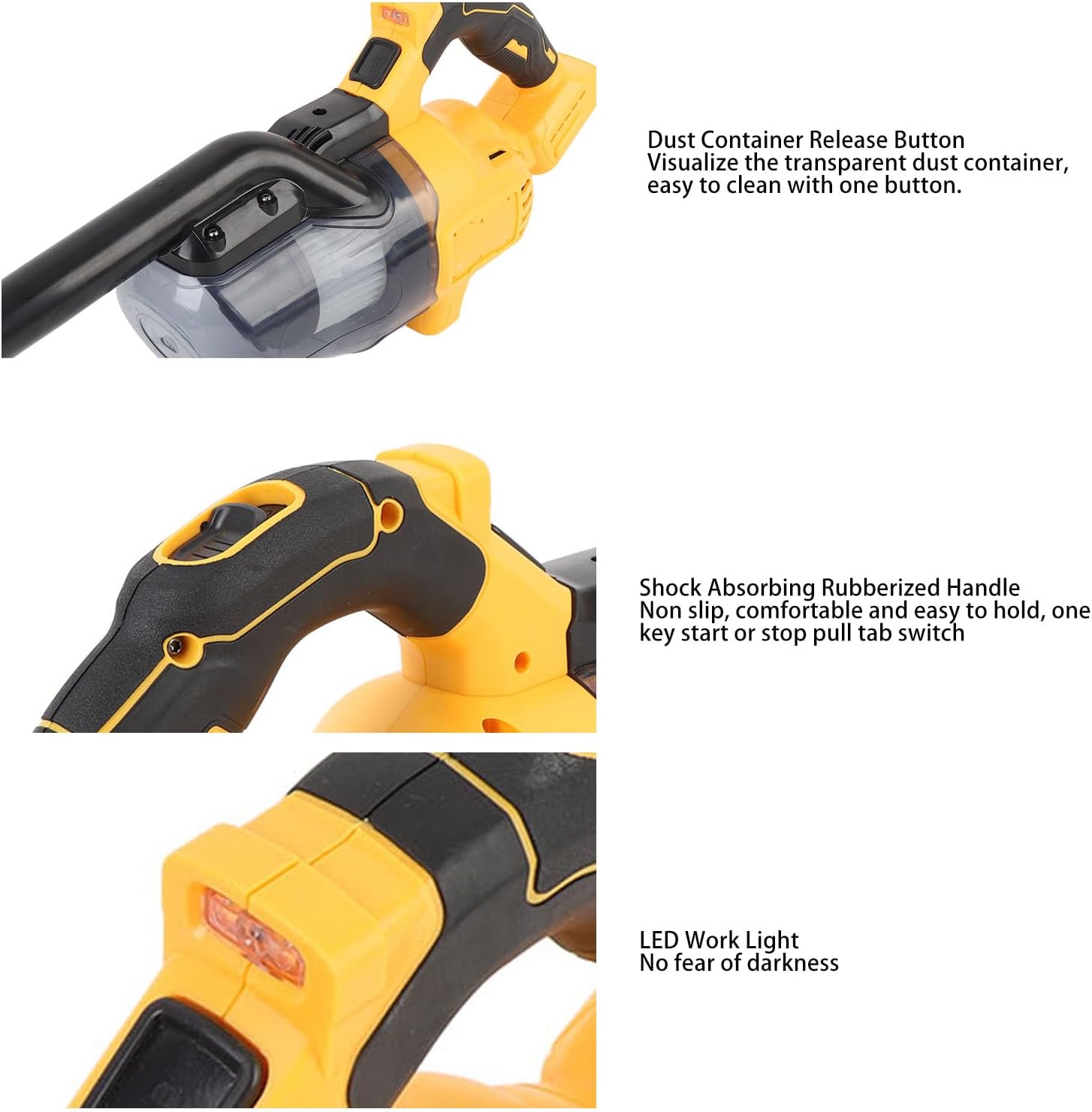 Garosa 125 AW Cordless Handheld Vacuum Cleaner Hand Car Vacuum Portable Ergonomic Design with 20V Maximum Li ion Battery Double Filters