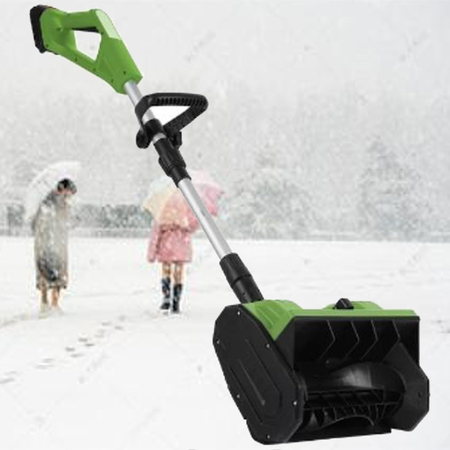 Cordless Electric Snow Blower,Electric Snow Shovel/Snow Thrower,Handheld Cordless Electric Snow Shovel,Adjustable Telescopic Pole,Green