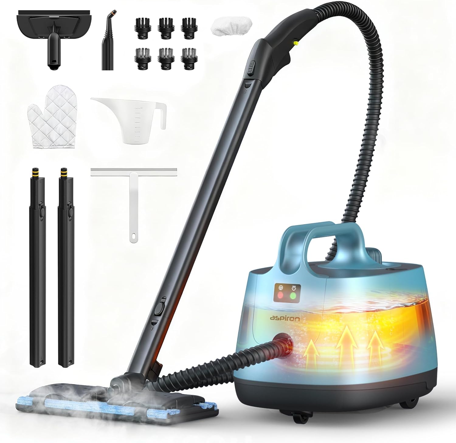 Steam Cleaner, 293°F 58 PSI Powerful Multipurpose Handheld Steam Mop for Home Use, 21 Attachments, 50Oz Capacity, Heavy Duty Steamer for Carpets, Floors, Cars, Tiles, Crack Cleaning, Teal