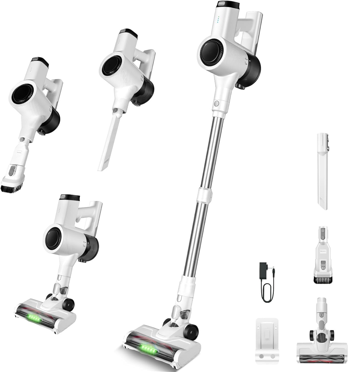 Cordless Vacuum Cleaner with, LED Screen Stick Vacuum Cleaners for Home, Lightweight Powerful Suction Vacuum, 6-in-1 Rechargeable Vacuum for Carpets, Pet Hair, Hardwood Floors