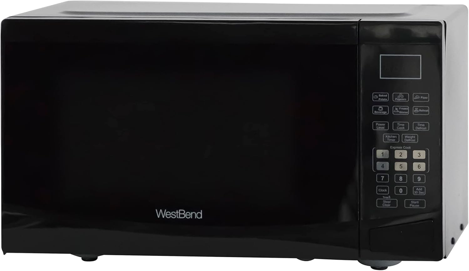 West Bend WBMW92B Microwave Oven 900-Watts Compact with 6 Pre Cooking Settings, Speed Defrost, Electronic Control Panel and Glass Turntable, Black