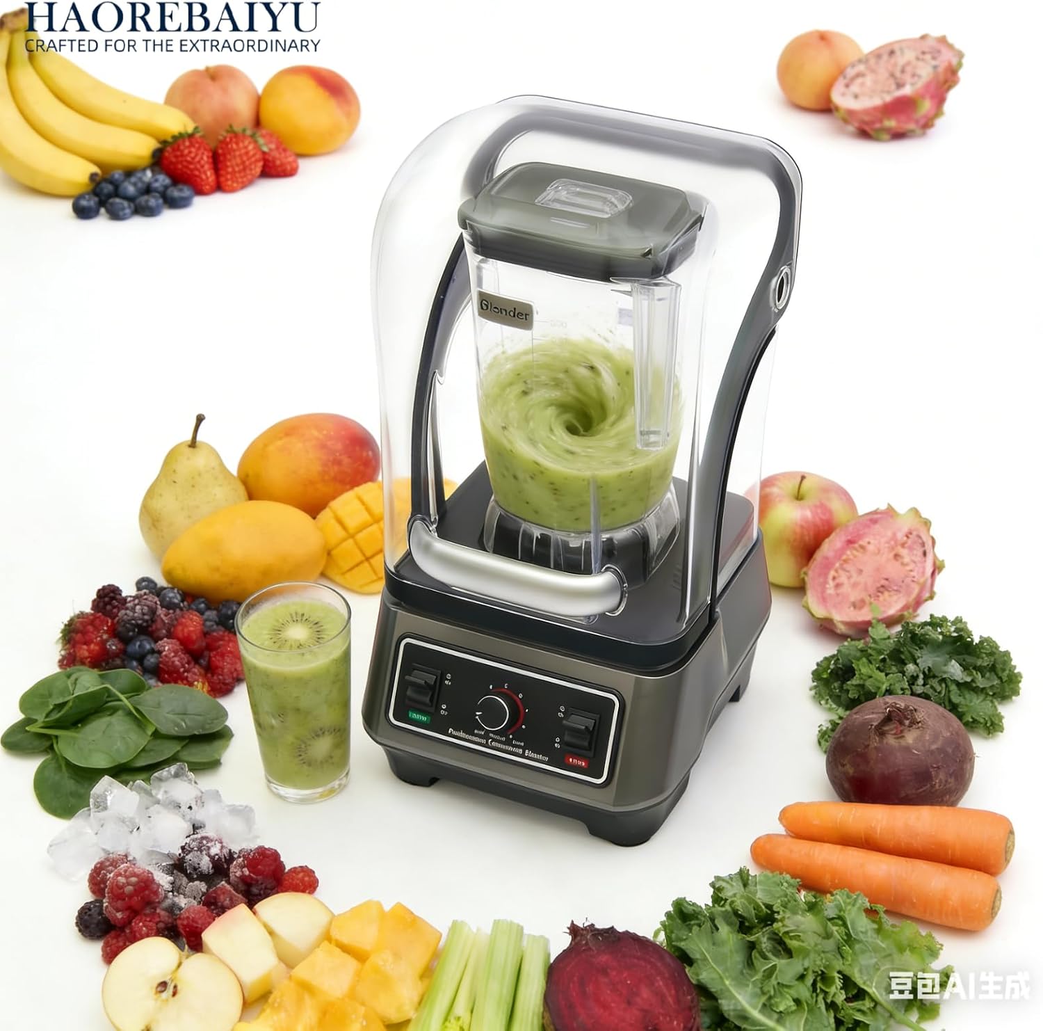 1600W Commercial Blender, 2L Large Capacity Multifunctional Blender with 9-Speed & Pulse, High-Speed Motor for Smoothies, Ice Crushing, Juice, Soup - Professional Heavy Duty & Quiet Design(110V)