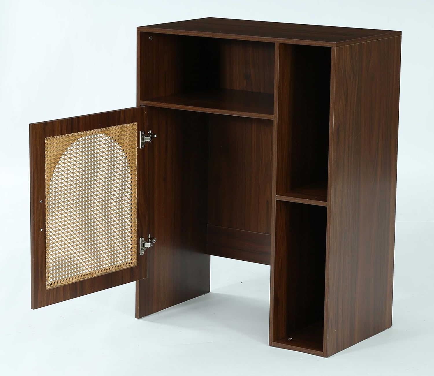 LITTLE TREE Robot Vacuum Storage Cabinet Side Table, Multi Tier End Cabinet for Living Room, Kitchen, Dark Brown