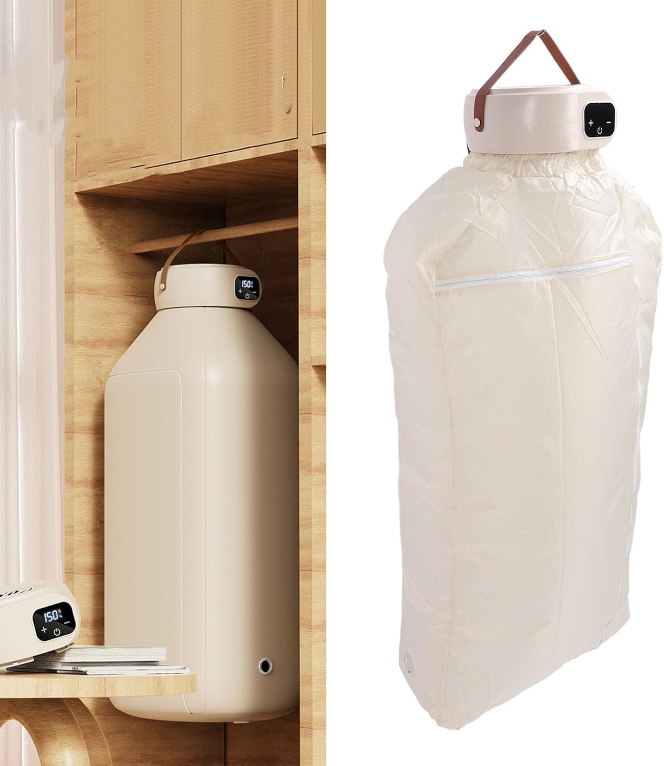 500W Portable Clothes Dryer, Compact Laundry Dryer, Fast Drying with Digital Display, 6 Timer for Travel Home Apartment, Constant Temperature Drying, Foldable Dryer with Drying