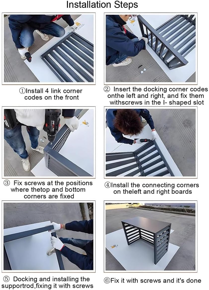 Air Conditioner Fence Air Conditioner Covers for Outside Units, All Weather Anti Theft AC Aluminum Condenser Protective Cover(White,110cm)