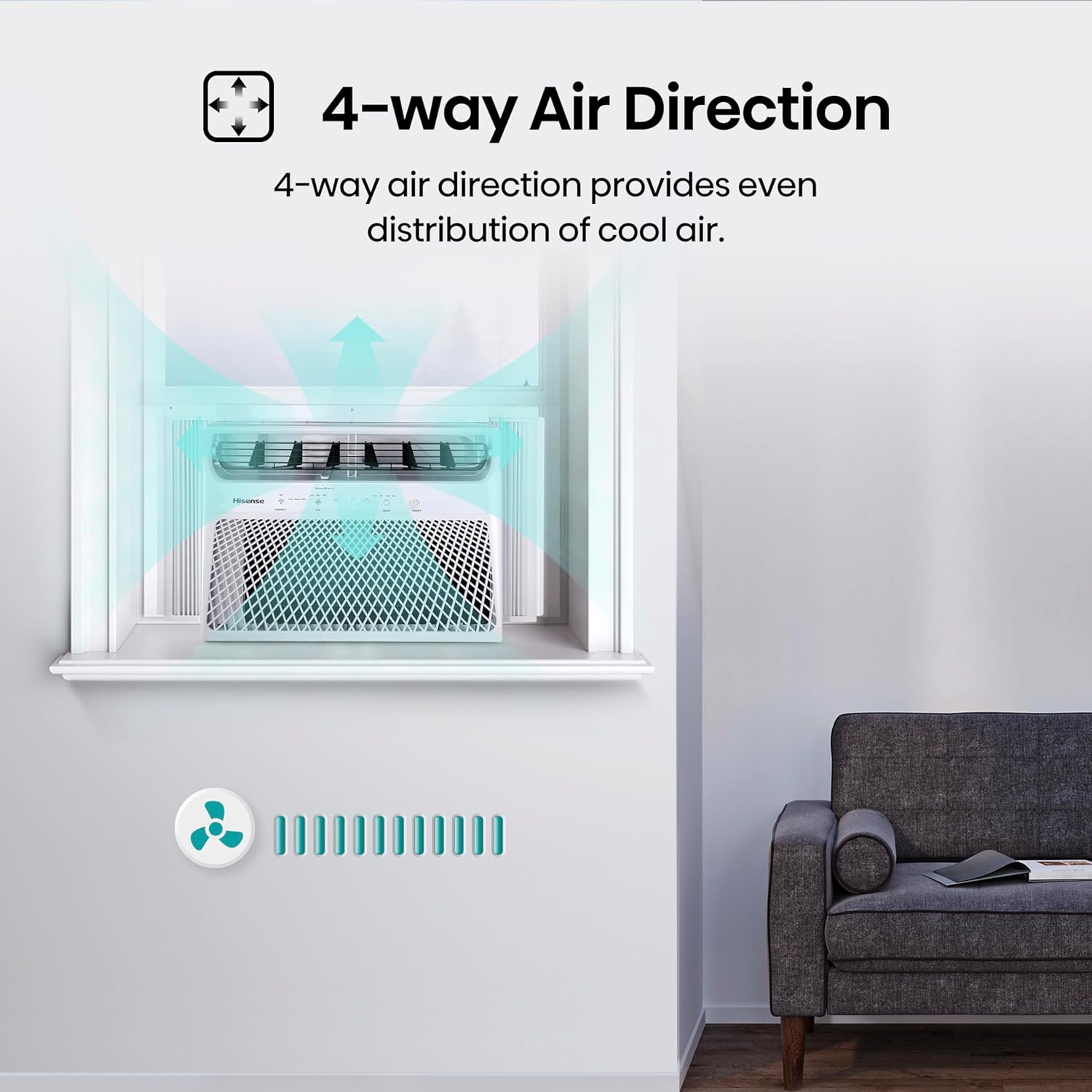 Hisense 14,000 BTU Smart Window Air Conditioner, 3 modes (Cooling, Fan, Dehumidifier), Easy Installation,Ultra Quiet, 2 Years Warranty