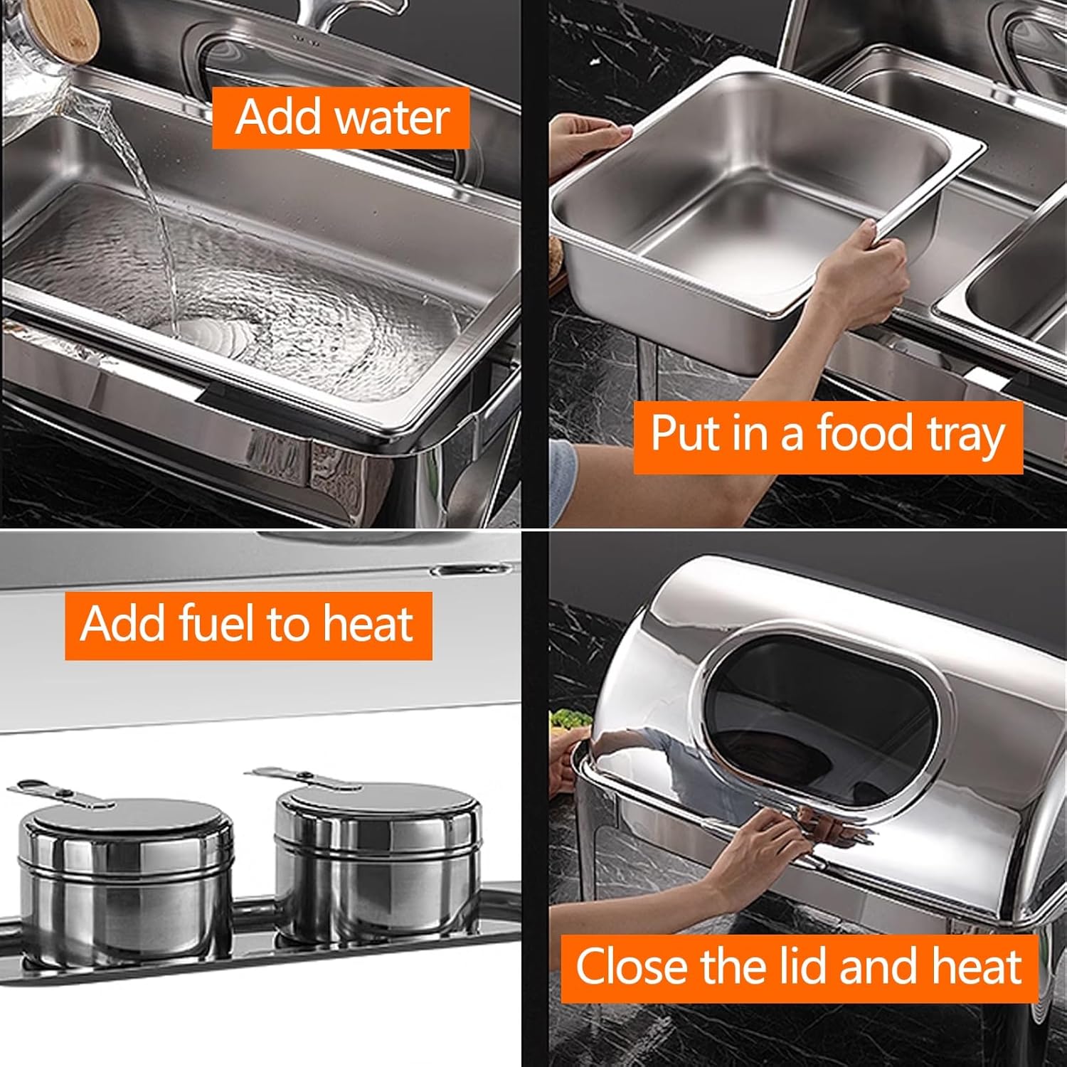 Food Warmers for Parties Buffet with Visible Lid Buffet Serving Dishes for Heating and Cooling, 9QT Stainless Steel Chafing Dish Buffet Set for Catering Party Event Serving