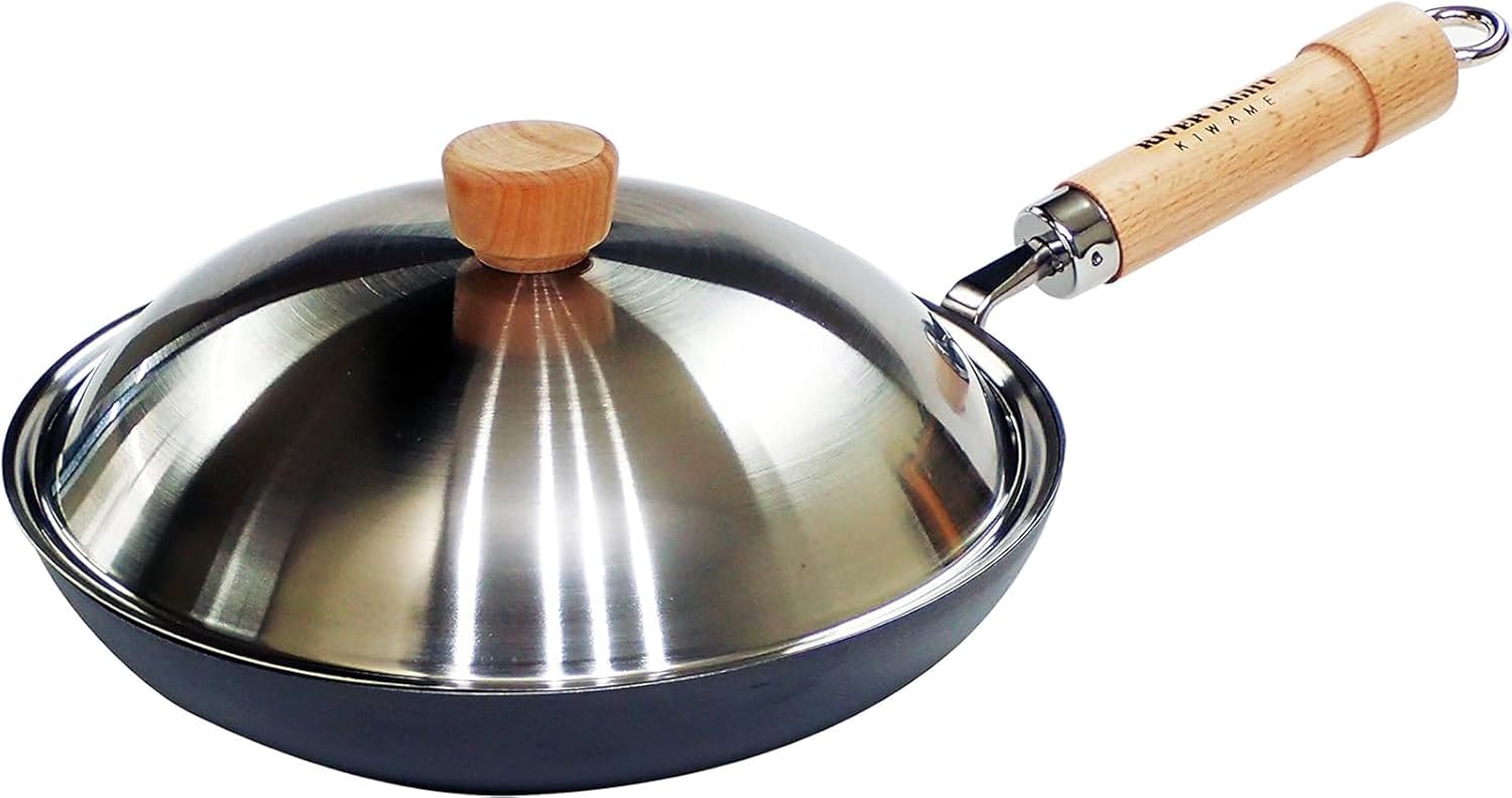 Riverlight JS1228 Kyoku JAPAN Iron Frying Pan with Lid Set, 11.0 inches (28 cm), Iron Nitriding, IH Compatible, Rust Resistant, Made in Japan