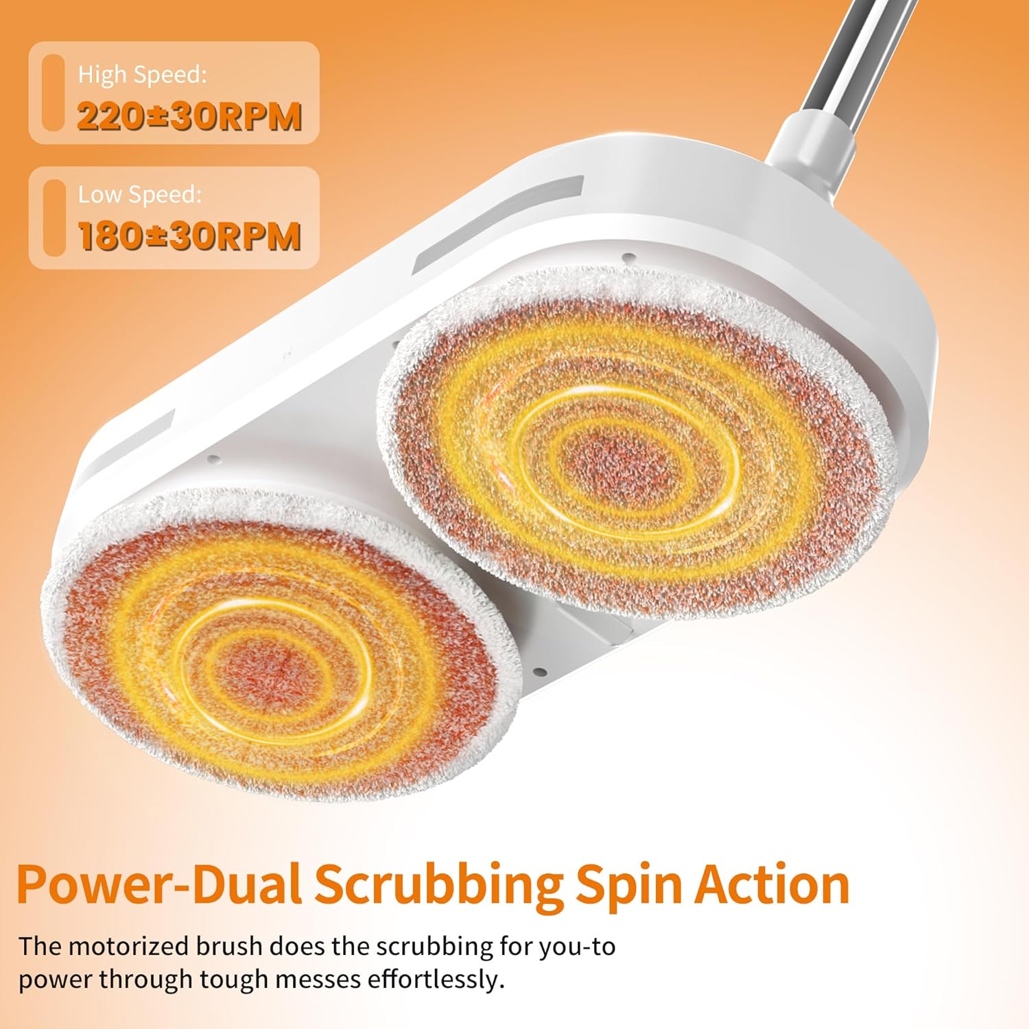 Adjustable Cordless Electric Spin Mop with self-propelled water sprayer/8000mAh Battery/LED Headlight,self-propelled design with 6 Washable mop Pads for Hardwood, Tile Floors, Quiet Cleaning/Waxing