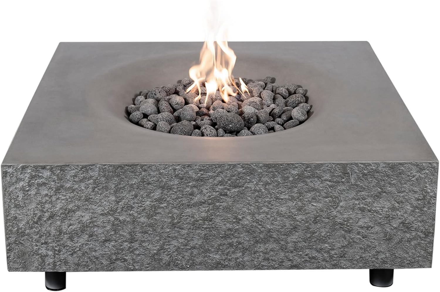 Pyromania Monument Outdoor Concrete Fire Pit Table, 41 x 41 Inches - Natural Gas Model in Slate Gray Color