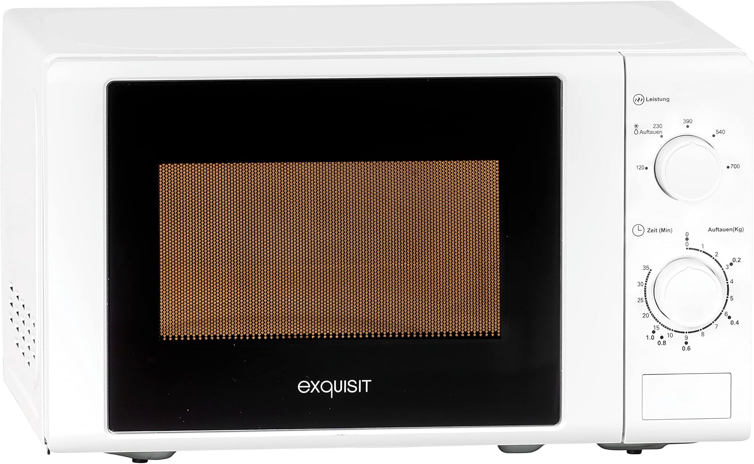 Exquisit MW900-030 Stand Mikrowelle, 44 cm breit, 700W, 20L, 5 Leistungsstufen, white
