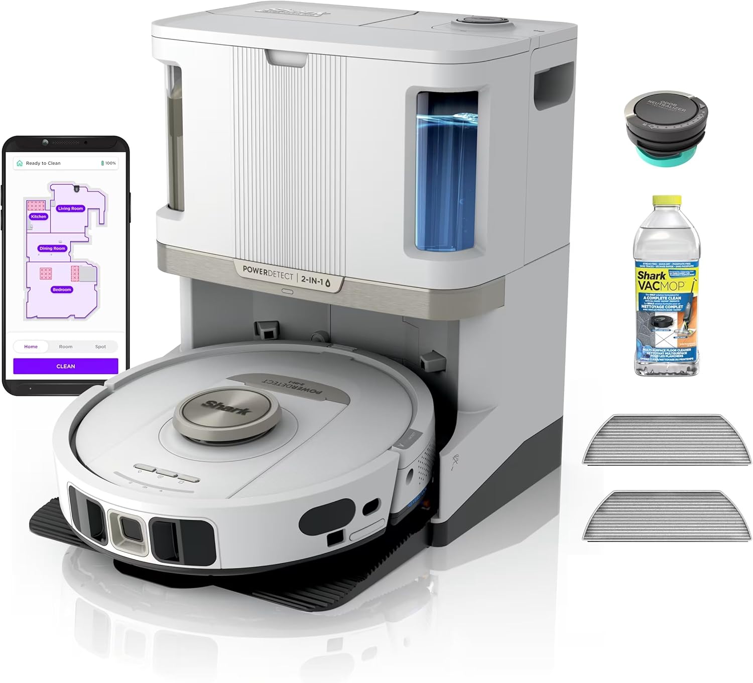 Shark Robot Vacuum & Mop, PowerDetect NeverTouch Pro, Self-Empty, Self-Refill with Self-Clean Pad Wash & Dry, 60-Day Debris Capacity, 30-Day Refill Tank, 5 PowerDetect Technologies, AV2800ZE (Renewed)