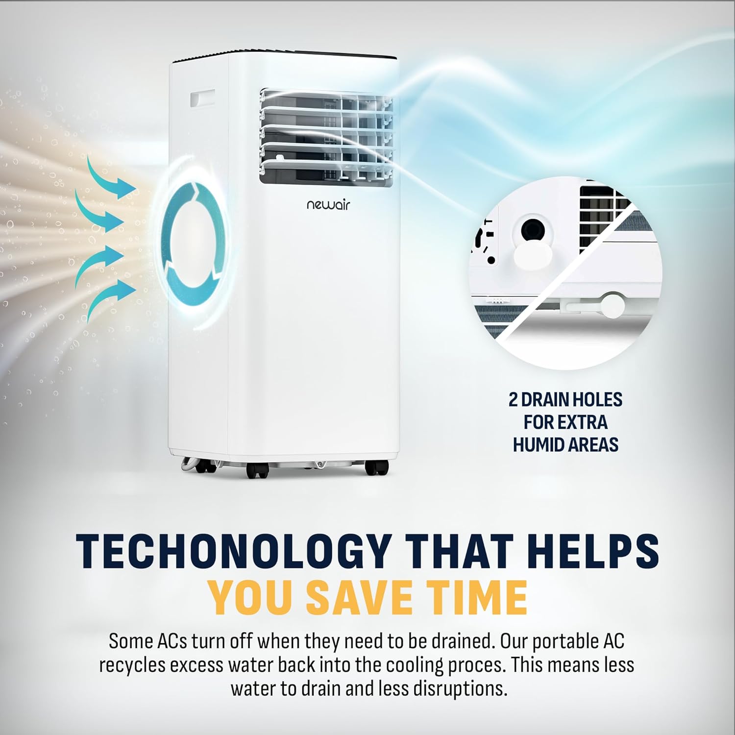 Newair 10,000 BTU Portable Air Conditioner (6,000 BTU DOE), Compact AC Design with Easy Setup Window Venting Kit, Self-Evaporative System, Quiet Operation, Dehumidifying Mode with Remote and Timer